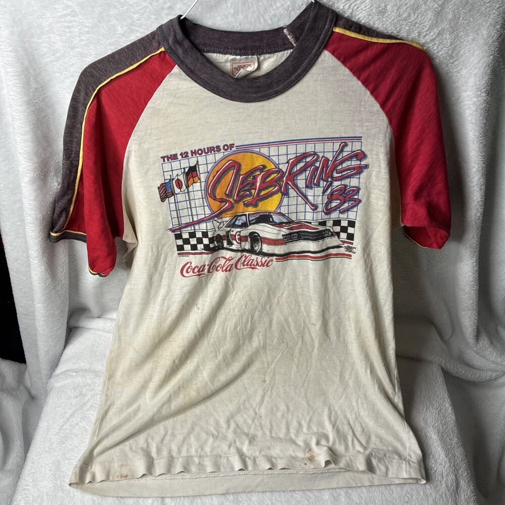 Vintage 1983 Coca-Cola 12 Hours of Sebring Racing T-Shirt Medium Single Stitch